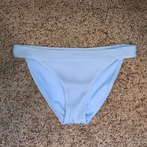 blue ribbed bathing suit bottoms